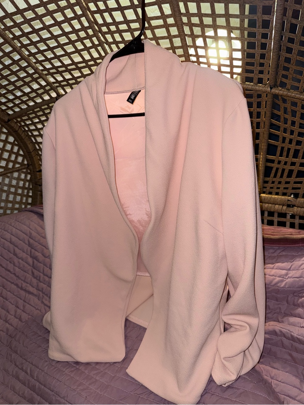 Pale Pink Open-Front Blazer Jacket